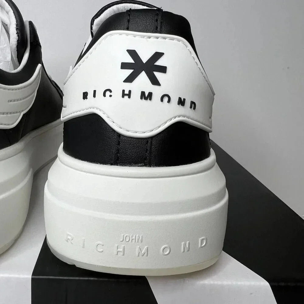 John Richmond 20007 CP Sneakers Low Platform Casual Leather Black Men’s Sz 6